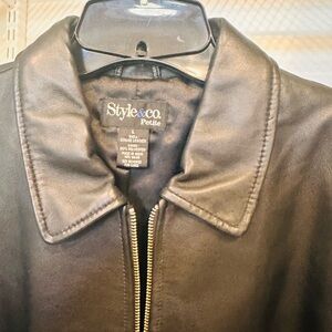Style & Co. large Dark Black Leather Jacket Women’s